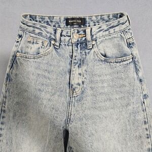 White Fox Womens High Waisted Mom Jeans Light Wash Acid Denim XS Tapered Leg XS